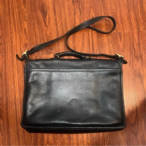 Vintage Coach Black Leather Flap Briefcase - Picture 2 of 9